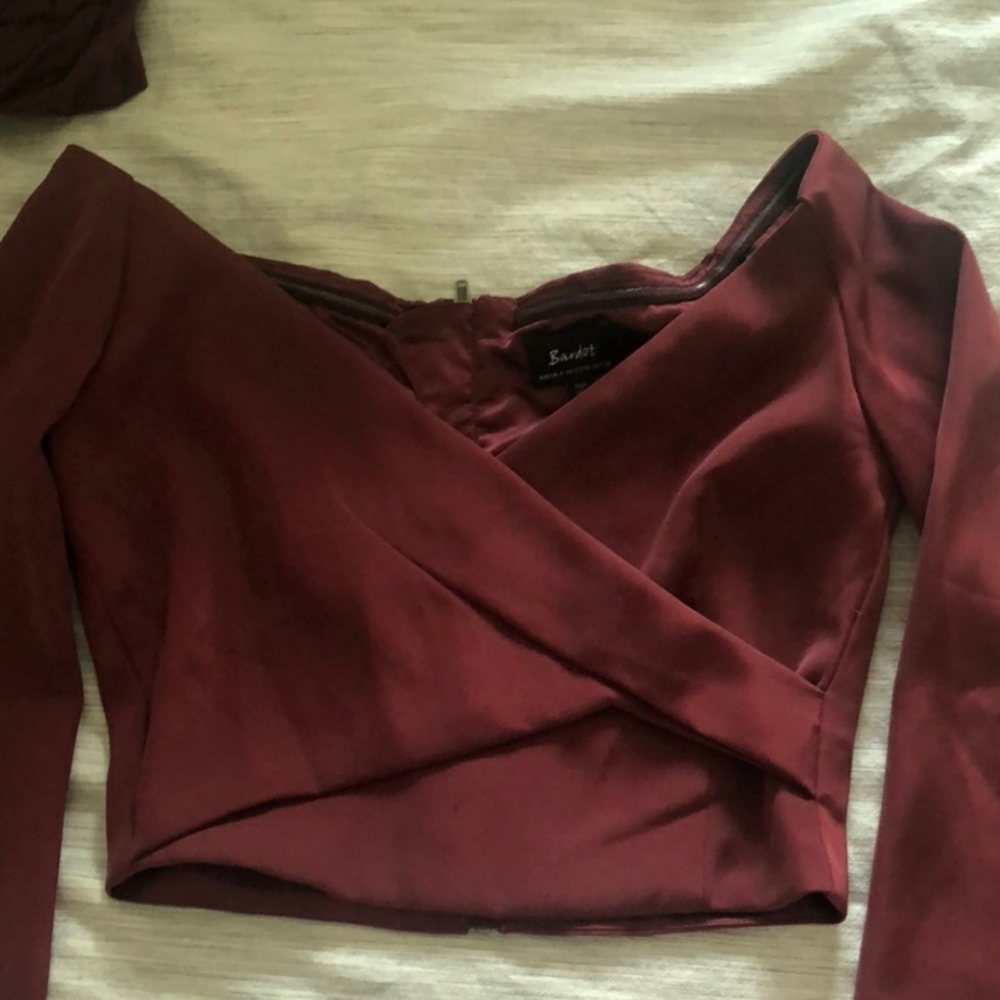 BARDOT wine crop top